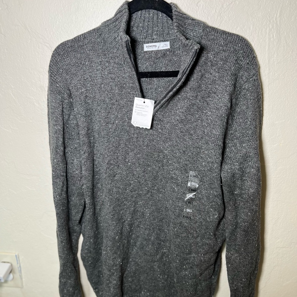 Sonoma Men's Charcoal Zip-Up Sweater Quater-Zip Sweater